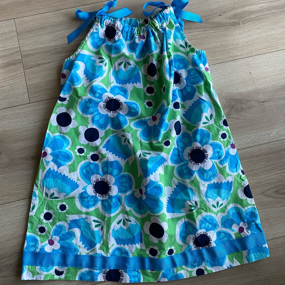 Hanna Andersson Blue and Green Floral Dress